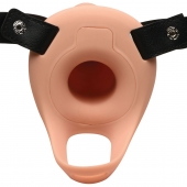 Телесный полый страпон 2  Erection 28X Smooth Vibrating Silicone Penis Sheath - 16 см. - XR Brands - купить с доставкой в Бердске