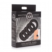 Комплект из 5 черных эрекционных колец для мошонки Ring Master Custom Ball Stretcher Kit - XR Brands - в Бердске купить с доставкой