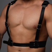 Черная кожаная мужская портупея с регулируемыми ремешками - Crazy Handmade - купить с доставкой в Бердске