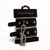 Черные скругленные наручники с мягкой бежевой подкладкой - Crazy Handmade - купить с доставкой в Бердске