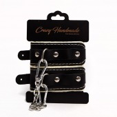 Черные скругленные наручники с мягкой бежевой подкладкой - Crazy Handmade - купить с доставкой в Бердске