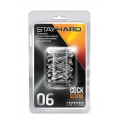 Прозрачная насадка с объёмными чёрточками STAY HARD COCK SLEEVE 06 CLEAR - Blush Novelties - в Бердске купить с доставкой