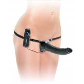 Черный страпон с вагинальной пробкой Deluxe Vibrating Penetrix Strap-On - 19 см. - Pipedream - купить с доставкой в Бердске