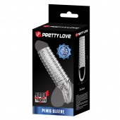 Прозрачная насадка на пенис с ребрышками и подхватом мошонки - Baile - в Бердске купить с доставкой