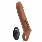 Коричневая вибронасадка с подхватом мошонки и пультом ДУ - Baile - в Бердске купить с доставкой