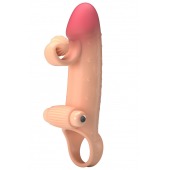 Телесная вибронасадка на пенис с подхватом мошонки - 20 см. - Baile - в Бердске купить с доставкой