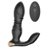 Черный L-образный вибромассажер простаты с пультом ДУ - Boys of Toys - в Бердске купить с доставкой