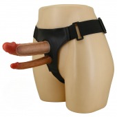 Темно-бежевый фаллопротез для двойного проникновения - 17,5 см. - Baile - купить с доставкой в Бердске