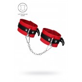 Красно-черные мягкие оковы с одним ремешком и люверсами - Pecado - купить с доставкой в Бердске