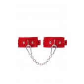 Красные кожаные узкие оковы со скруглёнными углами - Pecado - купить с доставкой в Бердске