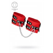 Красно-черные мягкие оковы с двумя ремешками с люверсами - Pecado - купить с доставкой в Бердске