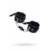 Черные двухслойные наручники с белой строчкой - Pecado - купить с доставкой в Бердске