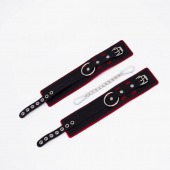 Черно-красные оковы с красной строчкой Sex - Crazy Handmade - купить с доставкой в Бердске