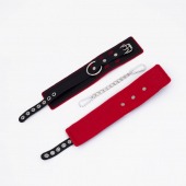 Черно-красные оковы с красной строчкой Sex - Crazy Handmade - купить с доставкой в Бердске