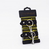 Черно-желтые кожаные наручники с жёлтой строчкой - Crazy Handmade - купить с доставкой в Бердске