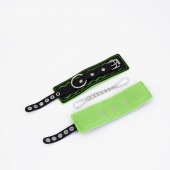 Черно-зеленые кожаные наручники с зеленой строчкой - Crazy Handmade - купить с доставкой в Бердске