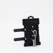 Черные кожаные оковы с хромированной фурнитурой - Crazy Handmade - купить с доставкой в Бердске