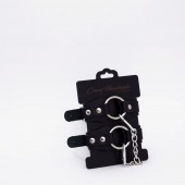 Черные кожаные оковы с кольцом - Crazy Handmade - купить с доставкой в Бердске