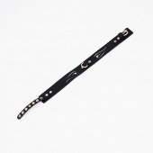 Черный кожаный ошейник с золотистой фурнитурой - Crazy Handmade - купить с доставкой в Бердске