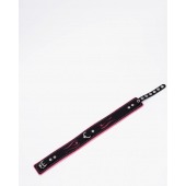 Черно-розовый кожаный ошейник с розовой строчкой - Crazy Handmade - купить с доставкой в Бердске