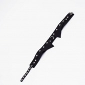 Черный однослойный кожаный ошейник с имитацией воротничка - Crazy Handmade - купить с доставкой в Бердске