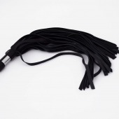 Черный кожаный флоггер со стальной ручкой - 45 см. - Crazy Handmade - купить с доставкой в Бердске