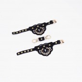 Черные наручники с золотистой фурнитурой - Crazy Handmade - купить с доставкой в Бердске
