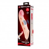 Телесная удлиняющая насадка с рельефом и вибрацией Brad - 21,3 см. - Baile - в Бердске купить с доставкой