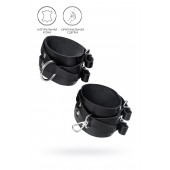 Черные кожаные оковы с двумя перекрёстными ремешками - Pecado - купить с доставкой в Бердске