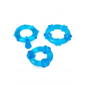 Набор из 3 синих эрекционных колец с различным рельефом - Erowoman-Eroman - в Бердске купить с доставкой