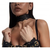 Черный ажурный чокер с золотистой фурнитурой - Crazy Handmade - купить с доставкой в Бердске