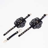 Черный фигурные оковы с золотистой фурнитурой - Crazy Handmade - купить с доставкой в Бердске