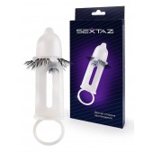 Эластичная насадка на пенис с подхватом мошонки и стимулирующими «ресничками» - Sextaz - в Бердске купить с доставкой
