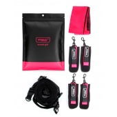 Черно-розовый эротический набор: фиксатор, оковы, наручники, повязка - Erokay - купить с доставкой в Бердске