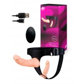 Женский страпон с 2 насадками, вибрацией и пультом ДУ - Erowoman-Eroman - купить с доставкой в Бердске