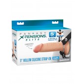 Телесный пустотелый фаллопротез 5’’ Hollow Silicone Strap-On - 14 см. - Pipedream - купить с доставкой в Бердске