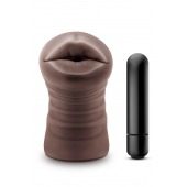 Коричневый мастурбатор-ротик Krystal Vibrating Masturbator - Blush Novelties - в Бердске купить с доставкой