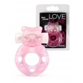 Розовое эрекционное виброкольцо в форме мишки - 1137 - в Бердске купить с доставкой