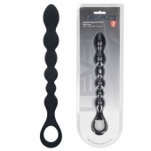 Черная силиконовая цепочка Beaded Snake Silicone Anal Probe with Loop - 26 см. - Shots Media BV