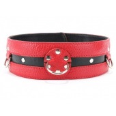 Черно-красный кожаный ошейник увеличенного размера - БДСМ Арсенал - купить с доставкой в Бердске