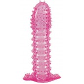 Гелевая розовая насадка с шипами - 12 см. - Toyfa Basic - в Бердске купить с доставкой