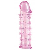 Гелевая розовая насадка на фаллос с шипами - 12 см. - Toyfa Basic - в Бердске купить с доставкой