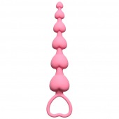 Розовая анальная цепочка Heart s Beads Pink - 18 см. - Lola Games