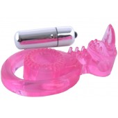 Розовая вибронасадка со стимулятор клитора   Язычок - Toyfa Basic - в Бердске купить с доставкой
