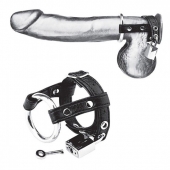 Утяжка на пенис на замочке Duo Cock And Ball Lock - BlueLine - купить с доставкой в Бердске