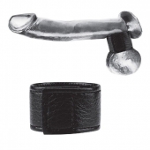 Чёрная утяжка на мошонку 1  Velcro Ball Stretcher - BlueLine - купить с доставкой в Бердске