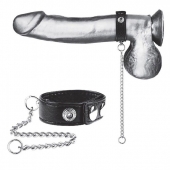 Утяжка на пенис с поводком Snap Cock Ring With 12  Leash - BlueLine - купить с доставкой в Бердске