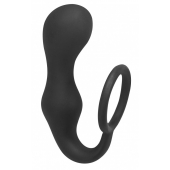 Чёрное эрекционное кольцо с анальной пробкой Double Pleasure Anal Plug - Lola Games - в Бердске купить с доставкой