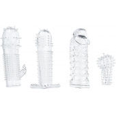 Набор из 4 насадок на член Pleasured Penis Enhancement Sleeve 4 Pack - XR Brands - в Бердске купить с доставкой