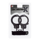 Чёрные наручники из листового металла в комплекте с веревкой BONDX METAL CUFFS LOVE ROPE SET - Dream Toys - купить с доставкой в Бердске